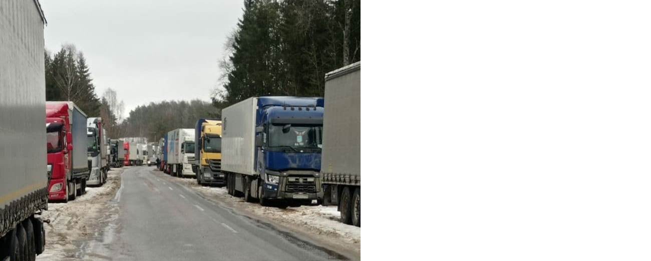 Очередь из грузовиков на границе Беларуси с ЕС